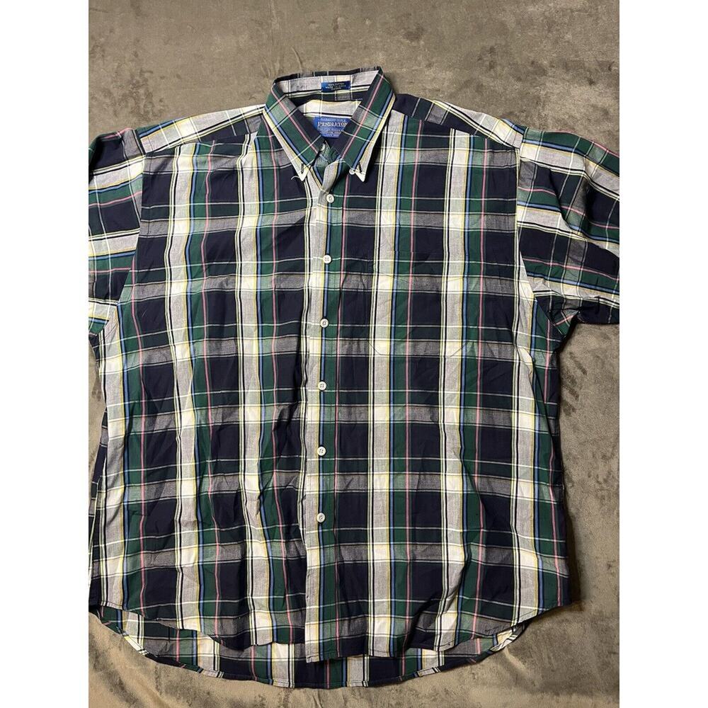 Pendleton Men's Large green‎ Plaid Short Sleeve Button Down Shirt